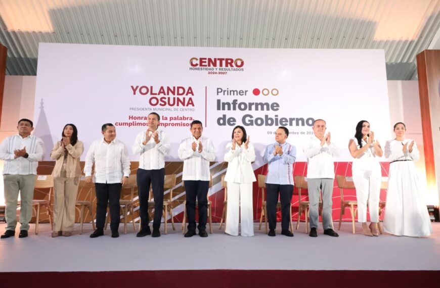 Agradece alcaldesa Yolanda Osuna apoyo constante del Gobernador Javier May en obras y programas para beneficio de Centro