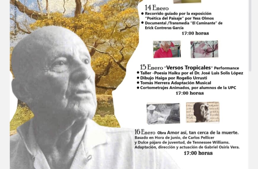 Arranca Centro 2026 con actividades en honor a Carlos Pellicer en la Agenda Cultural de enero