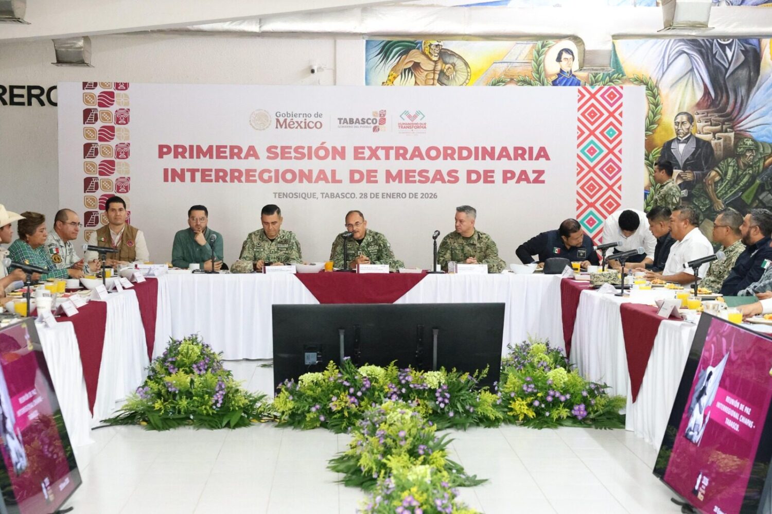 Celebran autoridades de Tabasco y Chiapas Mesa Interregional de Paz, para fortalecer estrategia de seguridad en la región