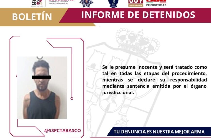 La SSPC y FIRT Olmeca detienen a dos masculinos por delito contra la Ley General de Salud en la colonia Centro