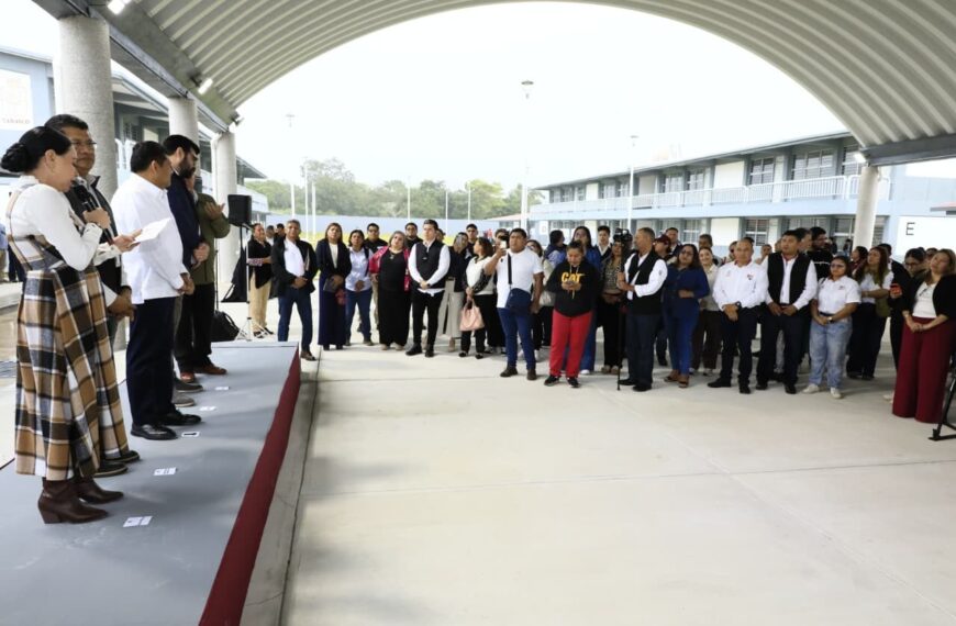 Invertir en educación es pensar en el progreso de Tabasco y México, afirma Javier May al supervisar las recién construidas instalaciones del plantel 52 del Cobatab