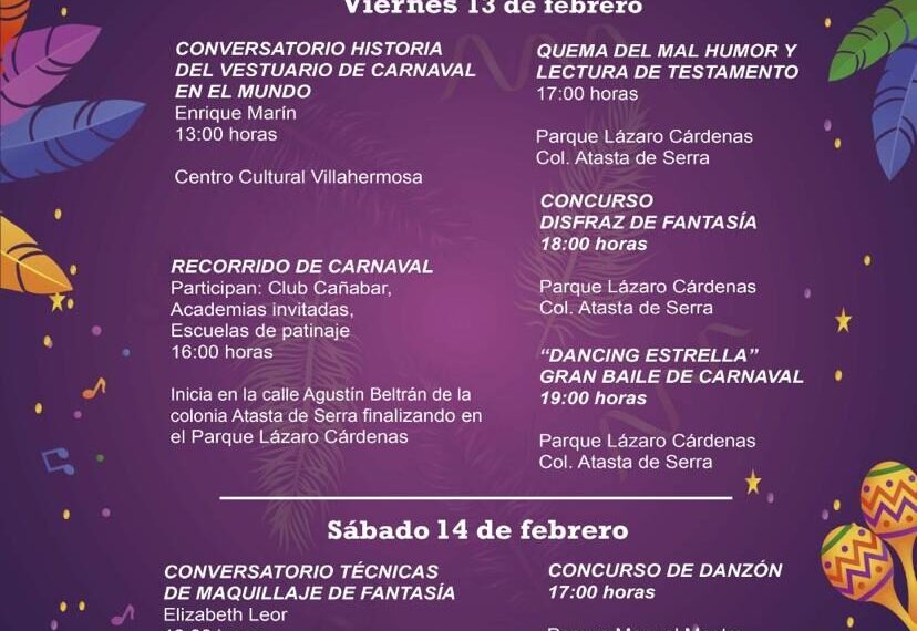 Llegan las Tardes de Carnaval en Centro “Nuestra Memoria” del 13 al 15 de febrero