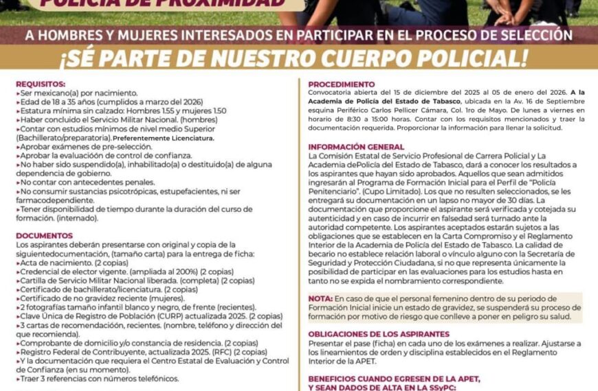 La Secretaría de Seguridad y Protección Ciudadana te invita a postularte para formar parte de la corporación. ¡La convocatoria sigue abierta!