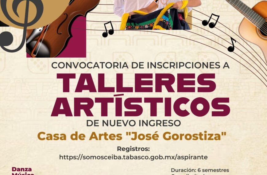 Abre Secretaría de Cultura convocatoria a Talleres Artísticos de nuevo ingreso en la Casa de Artes “José Gorostiza”