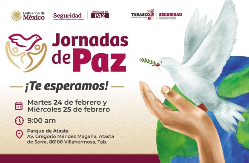 Atención y bienestar de las Jornadas de Paz llegan el 24 y 25 de febrero a la colonia Atasta de Serra