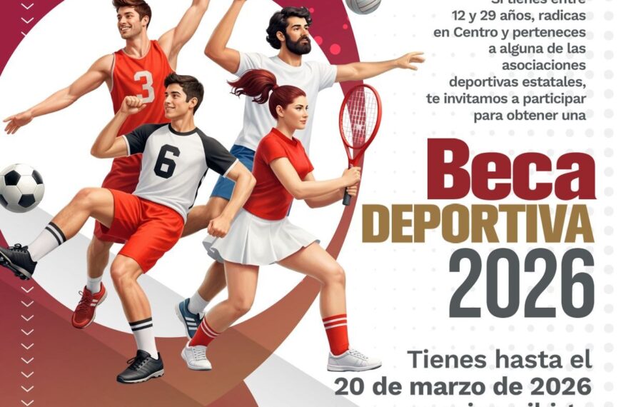 Emite Centro convocatorias para Beca Deportiva 2026 e ingreso al Programa de Apoyo Social