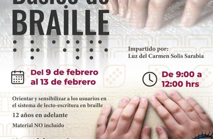 Biblioteca José María Pino Suárez impartirá Taller Básico de Braille