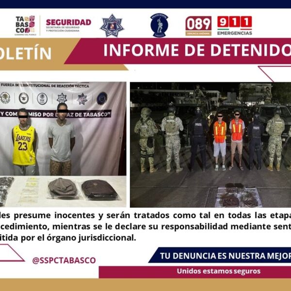 Detiene SSPC dos masculinos por el delito contra la Ley General de la Salud