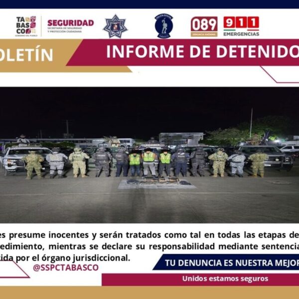 Detiene FIRT Olmeca a tres masculinos por el delito de Portación de Arma de Fuego y Daños a la Salud