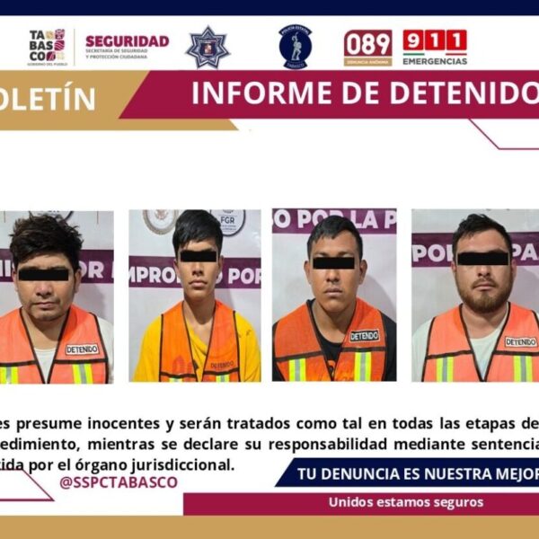 Por delitos contra la salud detiene la SSPC a cuatro masculinos