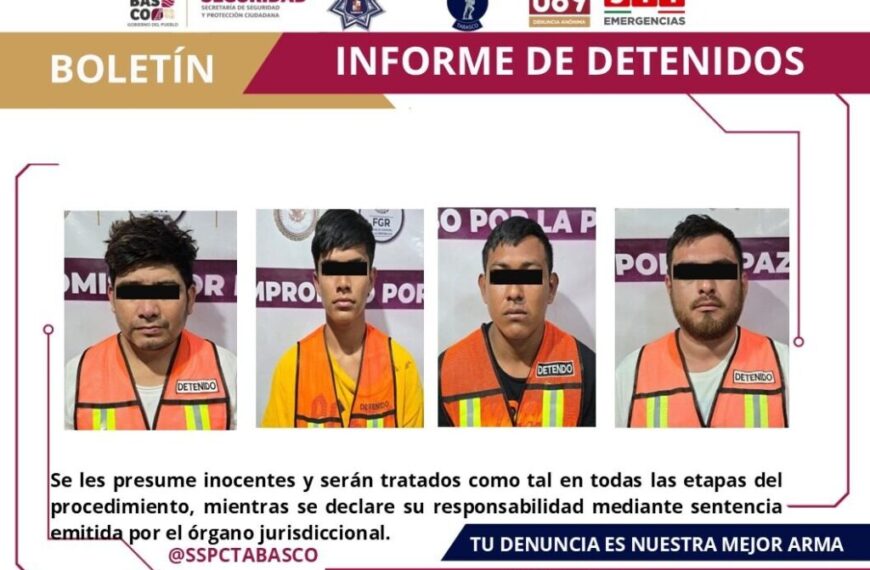 Por delitos contra la salud detiene la SSPC a cuatro masculinos