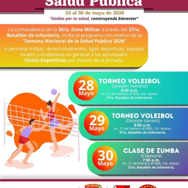 Invita 30 Zona Militar a participar en gran clase de zumba, en el marco de Semana Nacional de Salud Pública