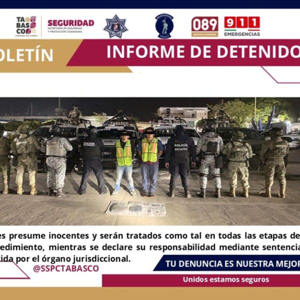 Detiene SSPC a dos masculinos por tentativa de robo a comercio y delitos contra la salud