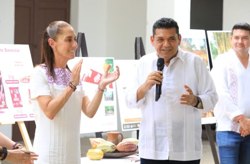 Cacao de Tabasco tendrá precio justo y valor agregado, anuncia Claudia Sheinbaum