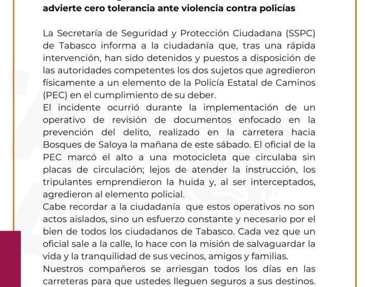 Detienen a los agresores de elementos de la PEC