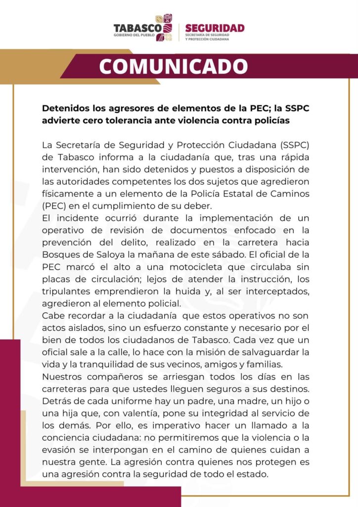 Detienen a los agresores de elementos de la PEC
