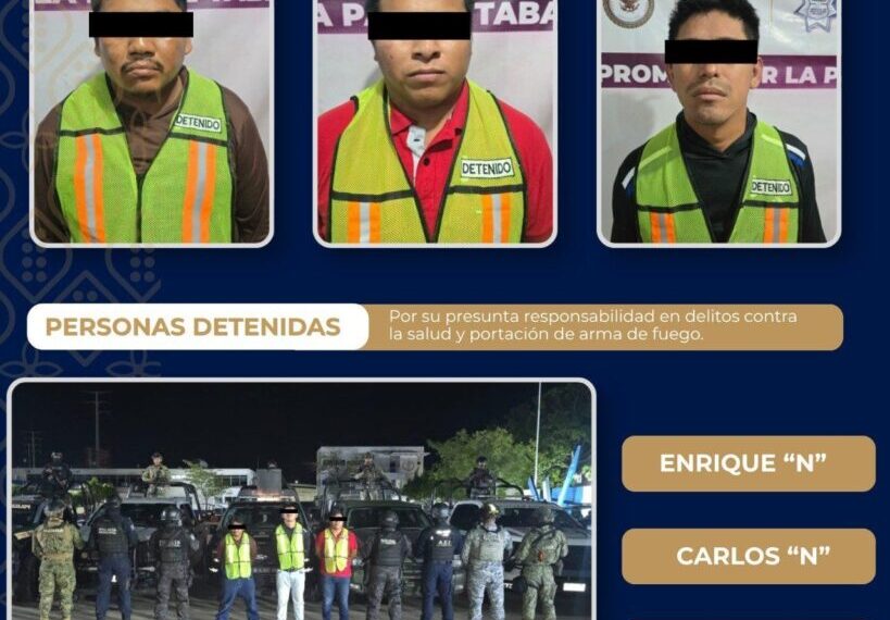 Detienen a tres por tentativa de homicidioy robo a cuentahabiente en Cárdenas