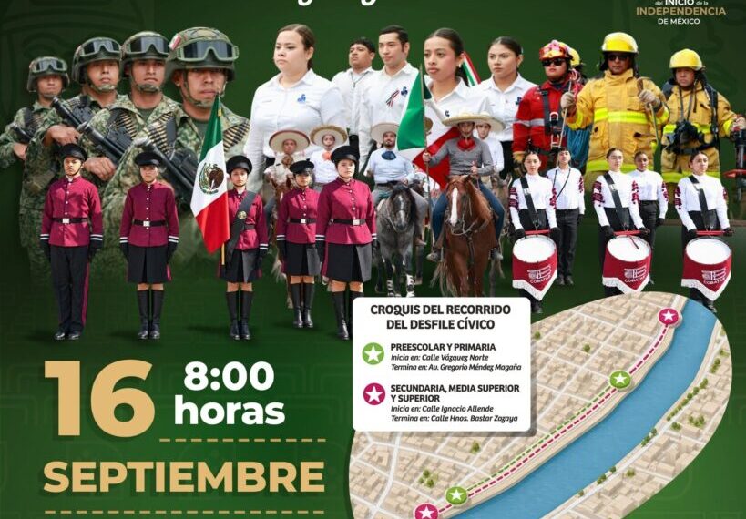 Invita Gobierno del Pueblo al Desfile Escolar, Cívico y Militar del 16 de septiembre