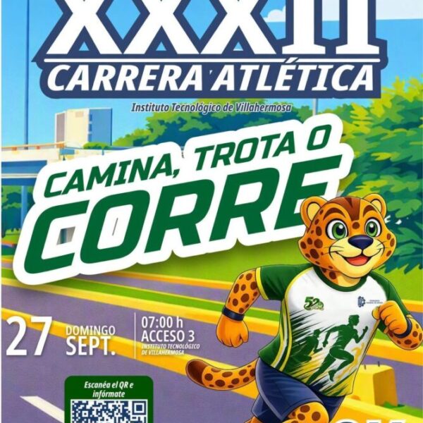 Invita Instituto Tecnológico de Villahermosa a participar en Carrera Atlética