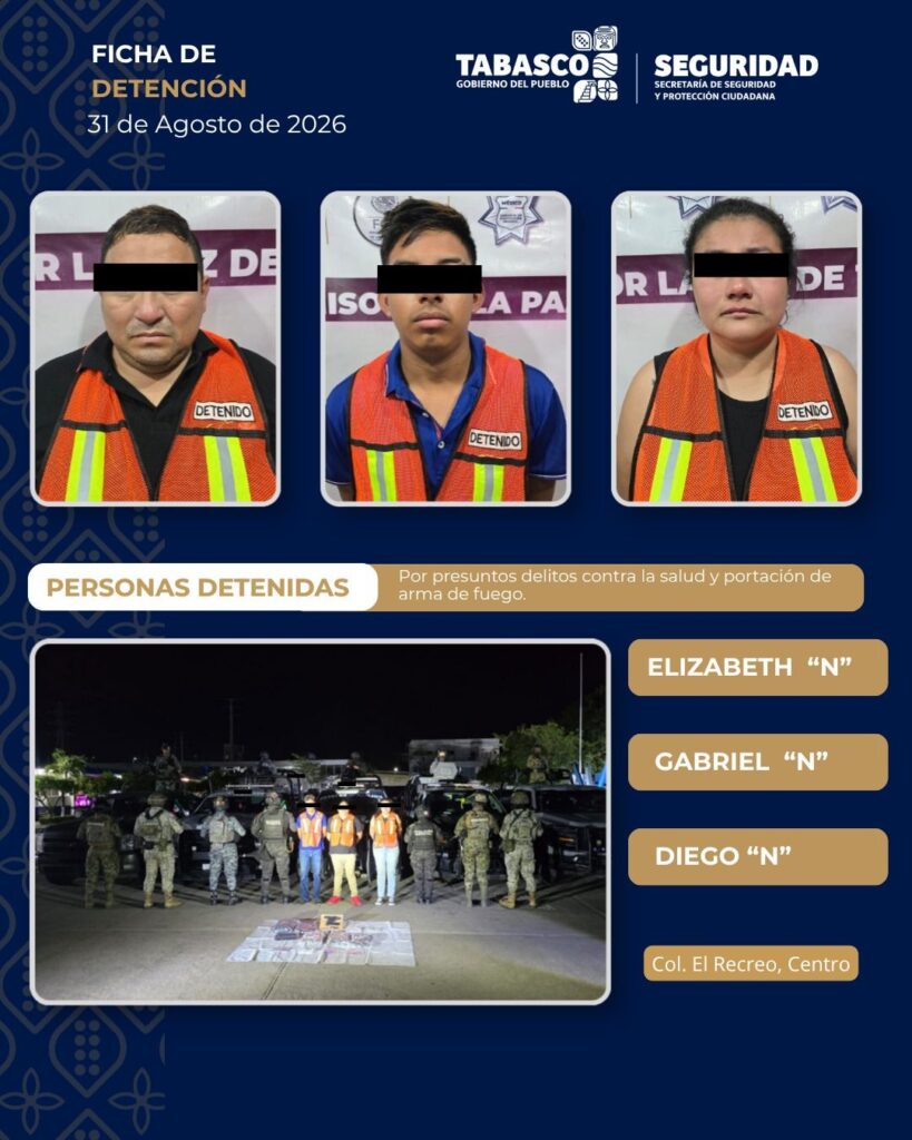 SSPC desarticula célula de narcomenudeo y asegura arma, cartuchos y droga en Centro