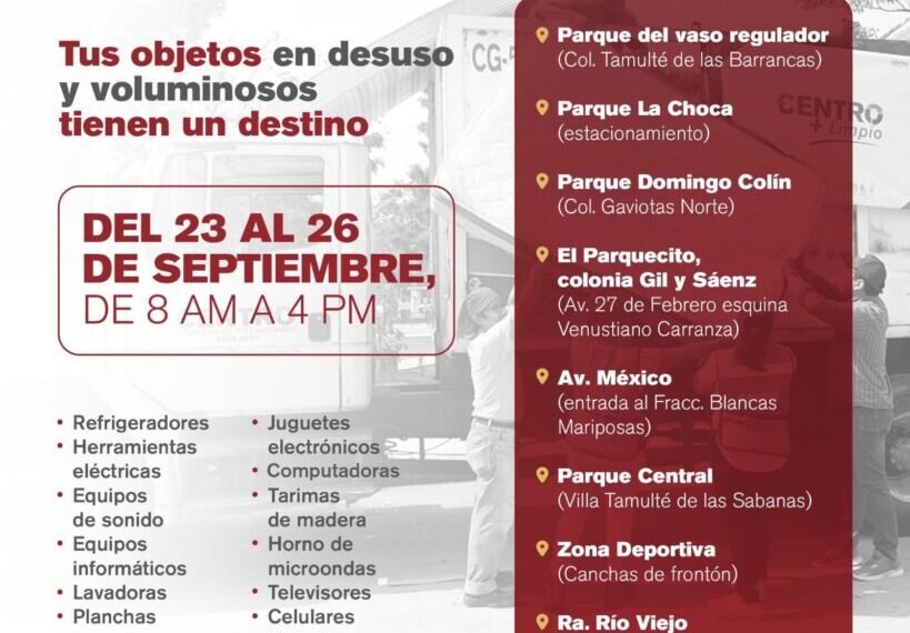Abrirá el Ayuntamiento ocho centros de acopio con Centro +Limpio para recibir objetos voluminosos