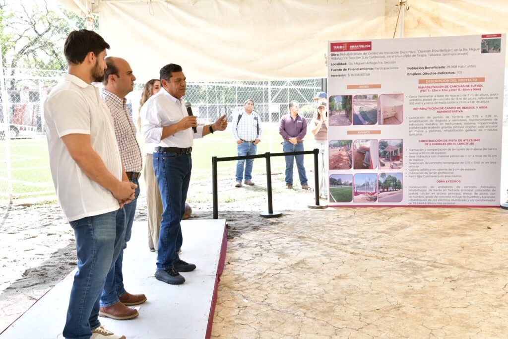 Tras 20 años en el abandono, Gobierno del Pueblo rescata centro deportivo de Teapa con 18.3 mdp