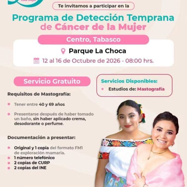Realizará Salud Campaña de Mastografía Gratuita en el Parque La Choca